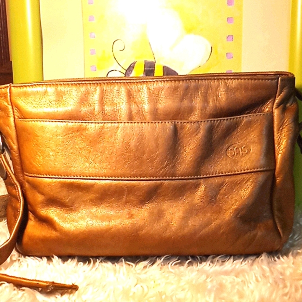 SAS gold vegan leather shoulder bag